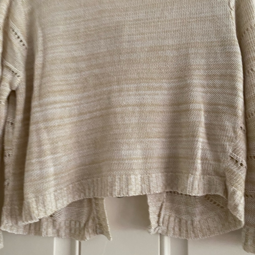 Vintage Y2K Ellie Cardigan Sweater Cropped Lightweight Fairy Tie Front Tan - Picture 7 of 10